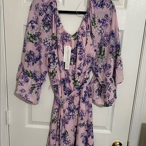 Wayf Purple Floral Long Sleeve Dress Size Large